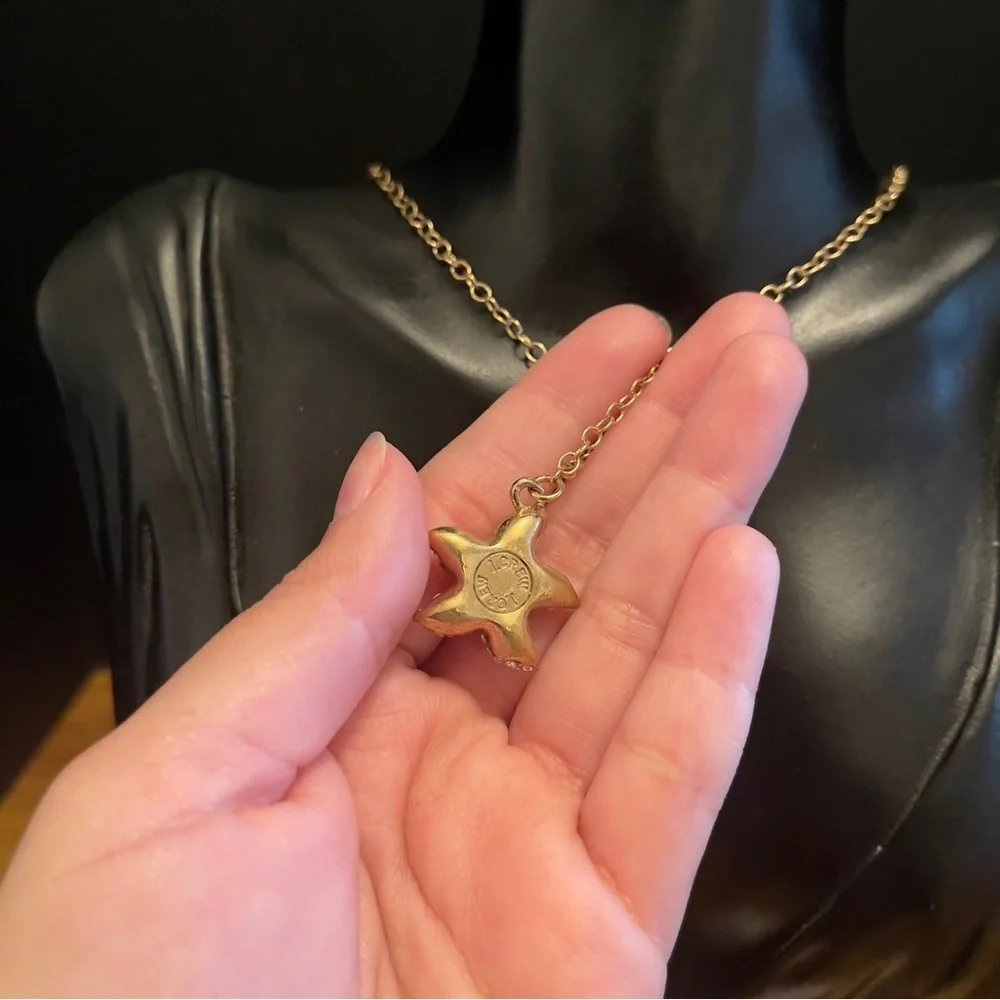 J crew sea star cz gold tone long statement necklace